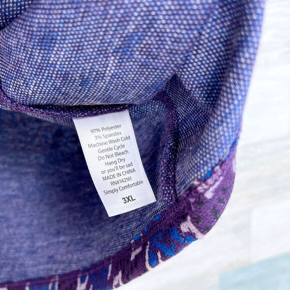 LuLaRoe Cassie Stretchy Pencil Skirt Purple Blue Striped Womens Plus Size 3XL - Picture 5 of 5